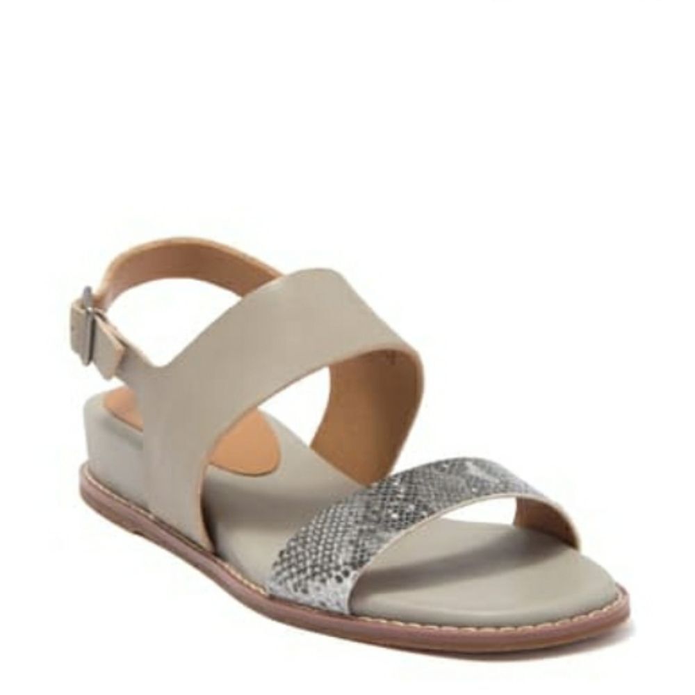 SUSINA Marah Grey Snakeskin Wedge Leather Sandals Sz 8.5 NEW